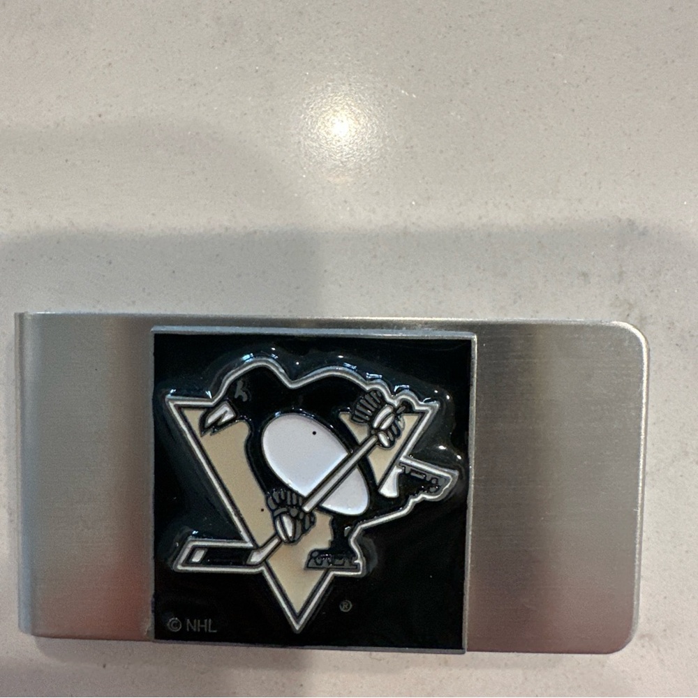 NHL Pittsburgh Penguins Official Metal Logo Stainless Steel Money Clip Hockey